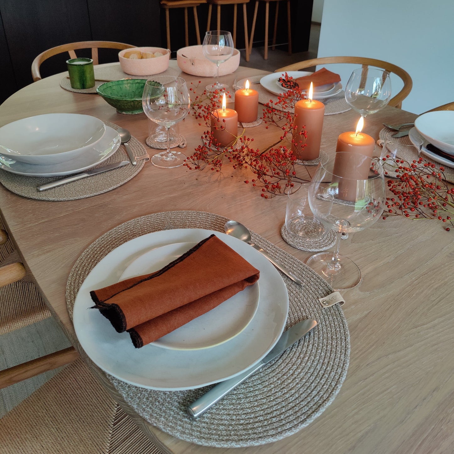 Oval Placemat Uni Boho Melé