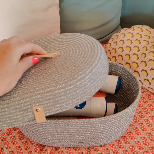 Lidded Oval Storage UNI Pastel Grey