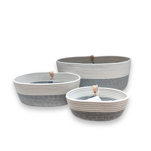 Load image into Gallery viewer, Oval storage Pastel grey & White