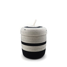 Load image into Gallery viewer, Lidded Basket Black & White