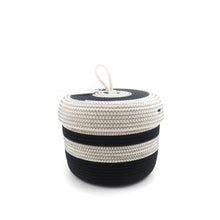 Load image into Gallery viewer, Lidded Basket Black & White