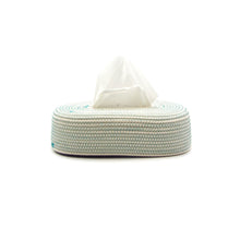 Load image into Gallery viewer, Tissue Box Ecru Turquoise