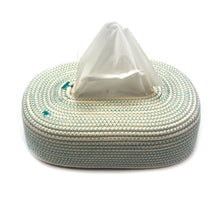 Load image into Gallery viewer, Tissue Box Ecru Turquoise