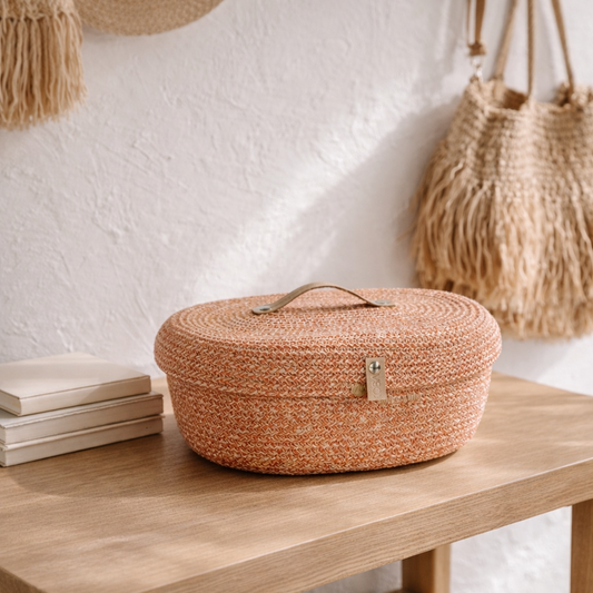 Lidded Oval Storage Peache